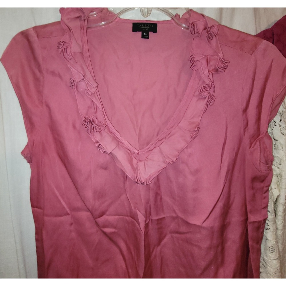 Talbots Blouse Lot of 4 Tops Sz Small Pink Fuschia Eyelet Multi Ivory Lace - Picture 14 of 16